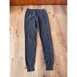 Charcoal Grey Cashmere Blend Knit Joggers Tapered Lounge Pants Size M